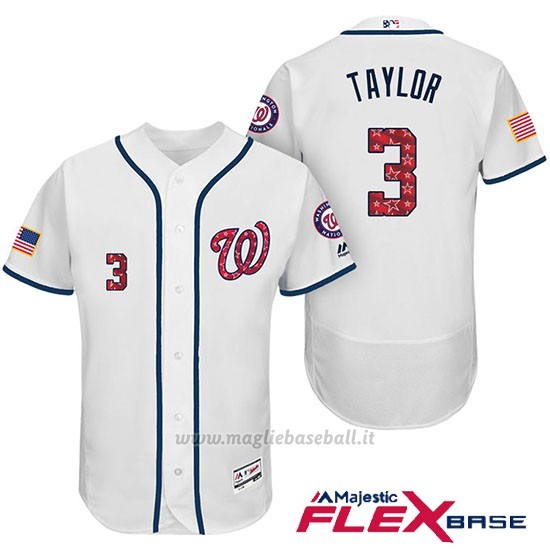Maglia Baseball Uomo Washington Nationals 2017 Estrellas y Rayas Michael Taylor Bianco Flex Base